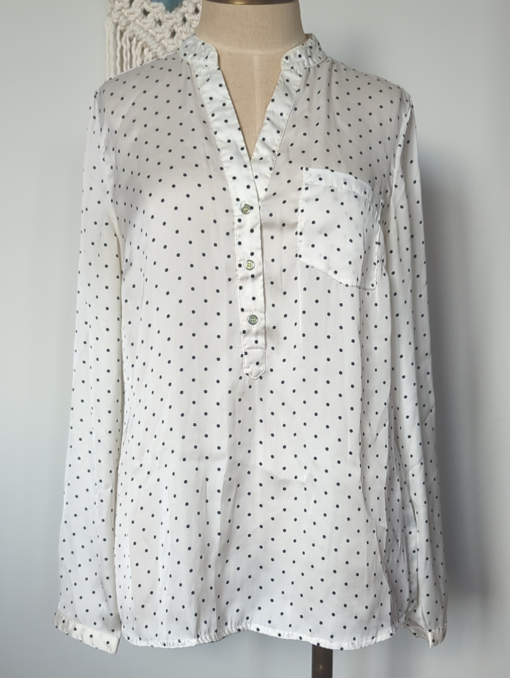 The Limited White and Black Polka Dot Blouse Size M